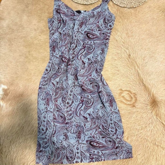 NWT vintage Y2K 100% silk purple paisley‎ sleeveless dress 8P